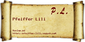 Pfeiffer Lili névjegykártya